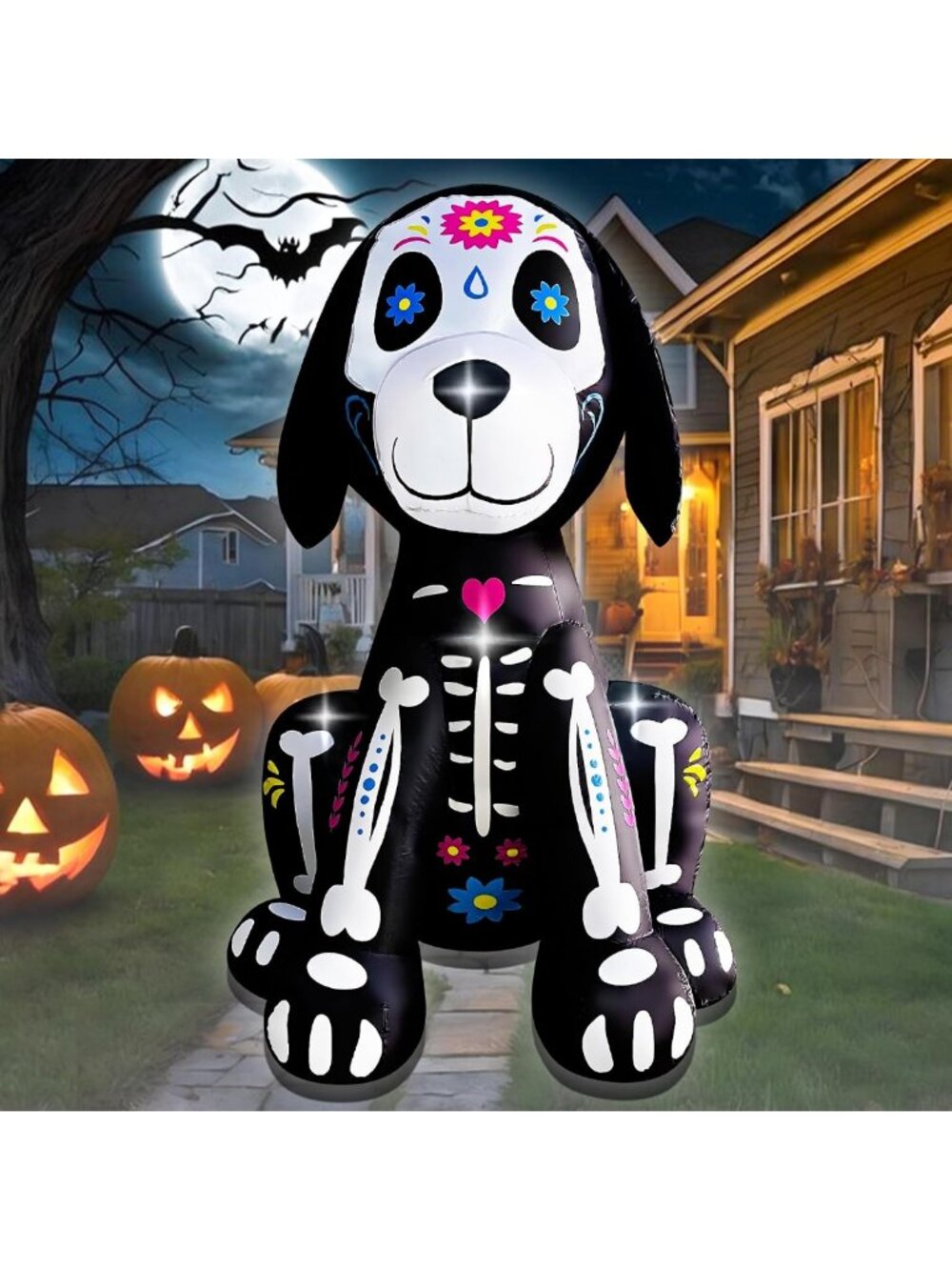 5FT Halloween Inflatable Skeleton Dog - LED Outdoor Decoration for Yard & Party